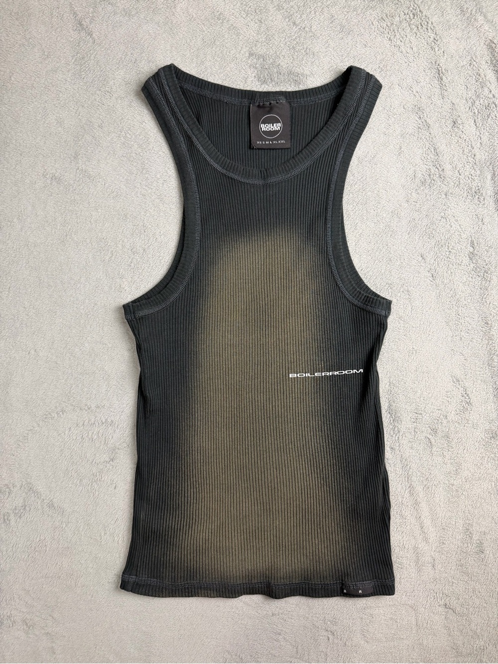 Boiler Room Women's Black Ribbed Tank Top with Faded Front